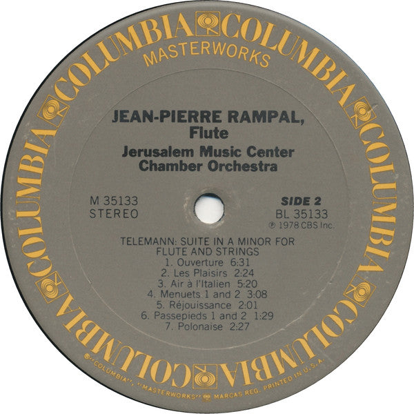 Isaac Stern / Jean-Pierre Rampal, Jerusalem Music Center Chamber Orchestra - Antonio Vivaldi & Georg Philipp Telemann : Isaac Stern / Jean-Pierre Rampal Play Vivaldi & Telemann (Double Concertos In C Minor And D Minor / Suite In A Minor For Flute And Strings) (LP, Album)