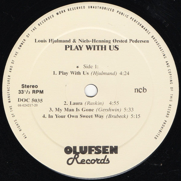 Louis Hjulmand & Niels-Henning Ørsted Pedersen : Play With Us (LP, Album)