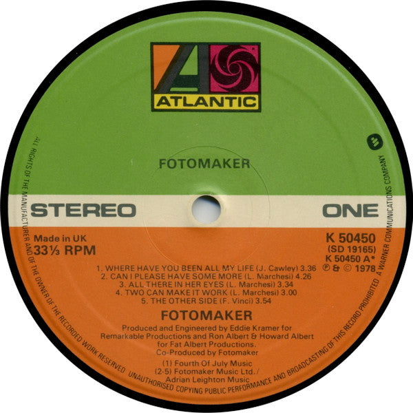 Fotomaker : Fotomaker (LP, Album)