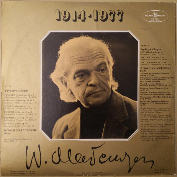 Frédéric Chopin, Witold Malcuzynsky : 1914-1977 (2xLP, Album)