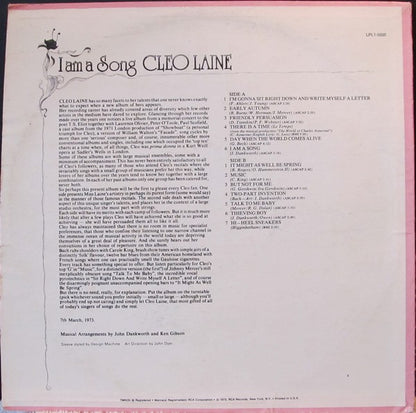 Cleo Laine : I Am A Song (LP, Album)