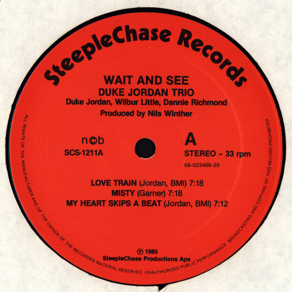 Duke Jordan Trio : Wait And See (LP, Album)