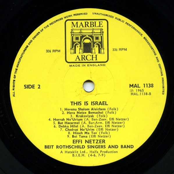 Effi Netzer With Beit Rothschild Singers And Band : This Is Israel (Israeli Folk Songs And Dances) (LP, Mono, RE)