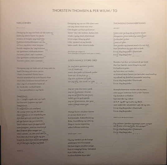 Thorstein Thomsen & Per Wium : To (LP, Album)