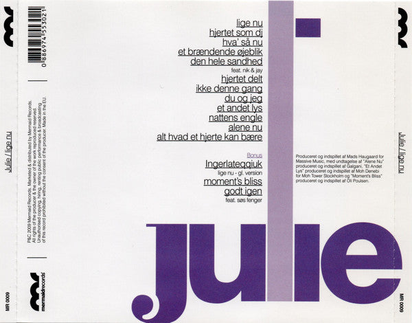 Julie (89) : Lige Nu (CD, Album)