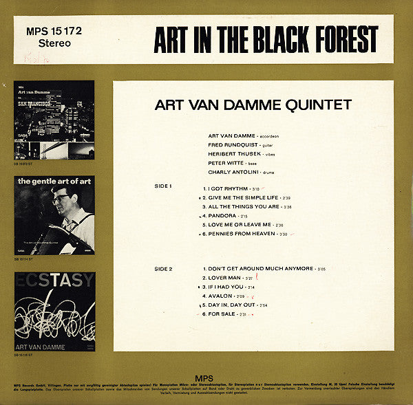 The Art Van Damme Quintet : Art In The Black Forest (LP, Album)