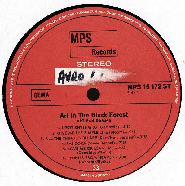 The Art Van Damme Quintet : Art In The Black Forest (LP, Album)