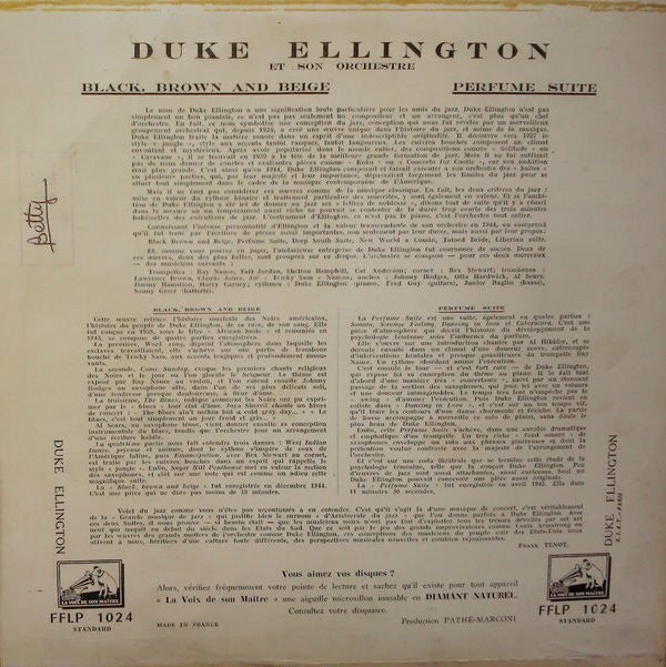 Duke Ellington And His Orchestra : Perfume Suite, Black Brown And Beige (10", Album)