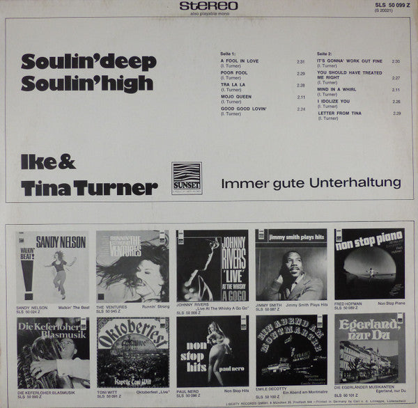 Ike & Tina Turner : Soulin' Deep Soulin' High - Ike & Tina Turner's Greatest Hits (LP, Comp)