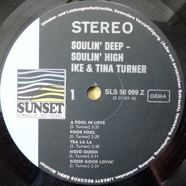 Ike & Tina Turner : Soulin' Deep Soulin' High - Ike & Tina Turner's Greatest Hits (LP, Comp)