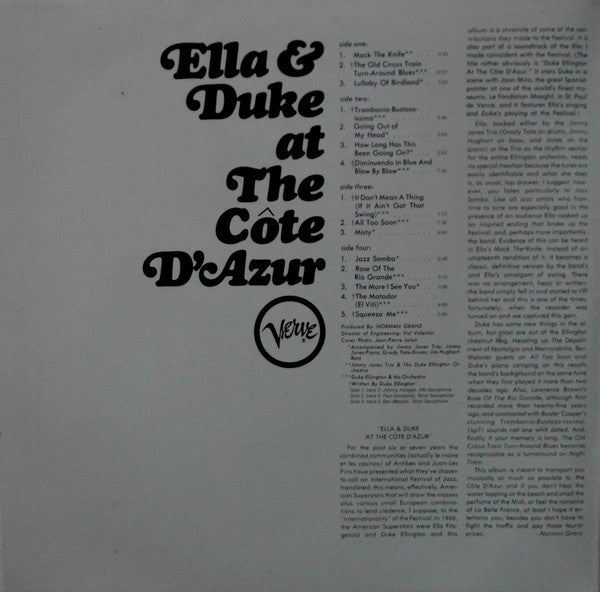 Ella Fitzgerald / Duke Ellington : Ella & Duke At The Côte D'Azur (The Complete Concert Performance ...) (2xLP, Album, RE)