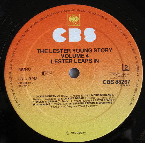 Lester Young : The Lester Young Story Vol.4 "Lester Leaps In" (2xLP, Comp, Mono)