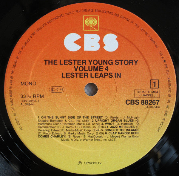 Lester Young : The Lester Young Story Vol.4 "Lester Leaps In" (2xLP, Comp, Mono)