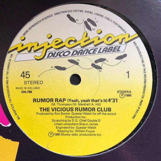 Vicious Rumor Club : Rumor Rap (Yeah, Yeah That's It) (12")