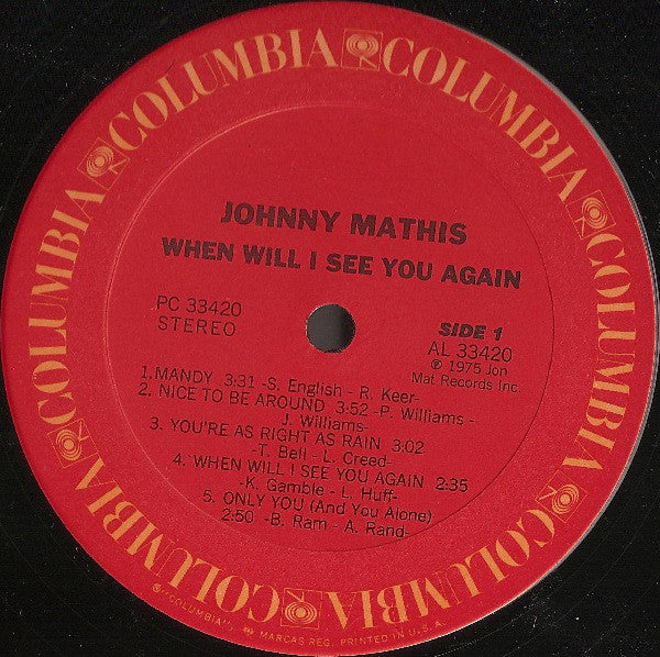 Johnny Mathis : When Will I See You Again (LP, Album, Ter)