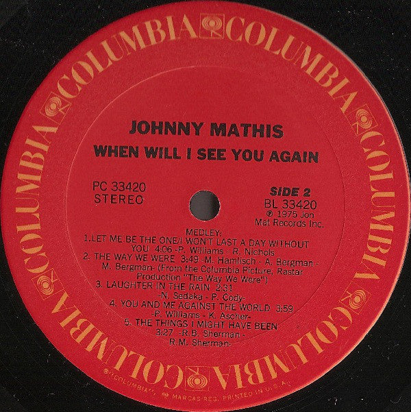 Johnny Mathis : When Will I See You Again (LP, Album, Ter)