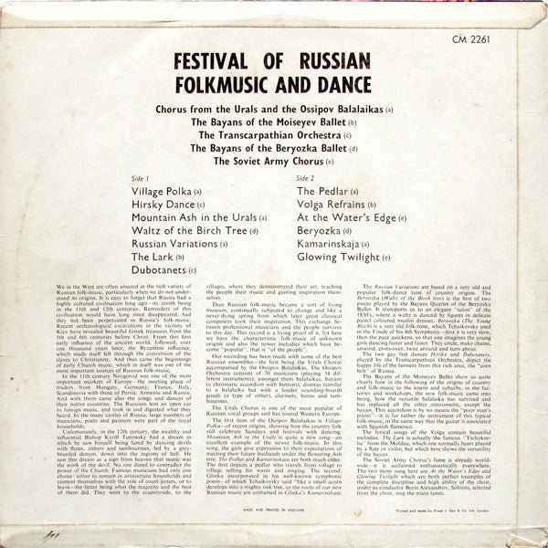 Various : Festival Of Russian Folkmusic And Dance (LP, Comp)