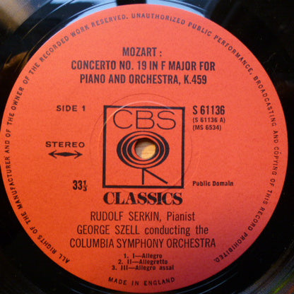 Rudolf Serkin, Wolfgang Amadeus Mozart, George Szell, The Cleveland Orchestra : Mozart Piano Concertos (LP, Album)