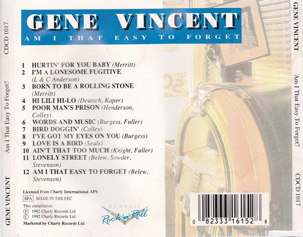 Gene Vincent : Am I That Easy To Forget (CD, Album, RE)