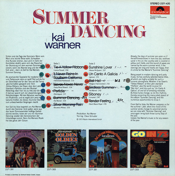 Kai Warner : Summer Dancing (LP, Album)