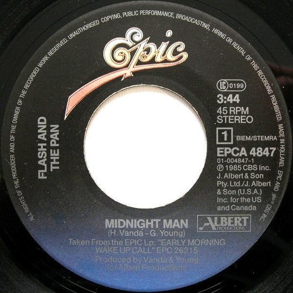 Flash & The Pan : Midnight Man (7", Single)