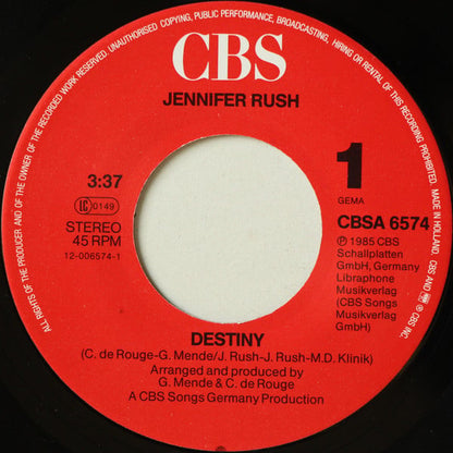 Jennifer Rush : Destiny (7", Single)