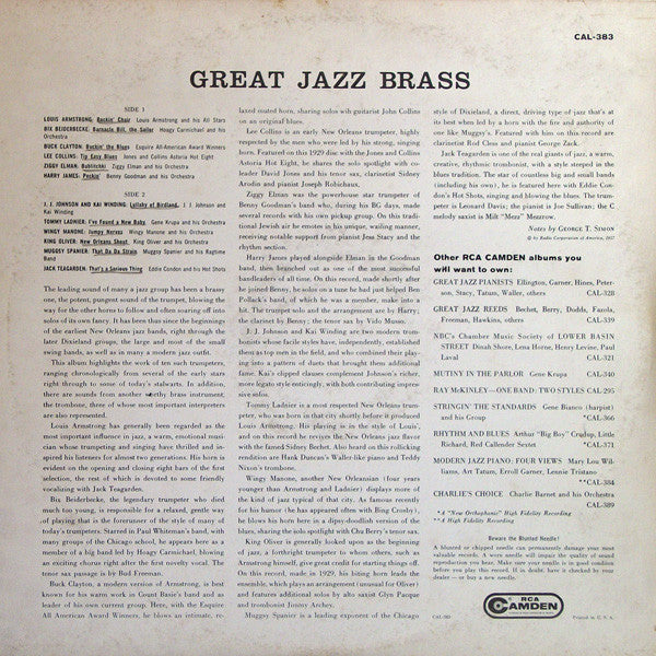 Various : Great Jazz Brass (LP, Comp, Mono)