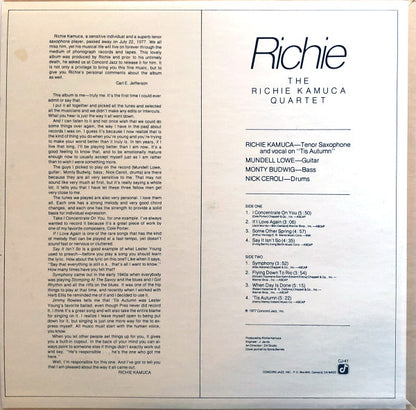 The Richie Kamuca Quartet : Richie (LP, Album, RE)