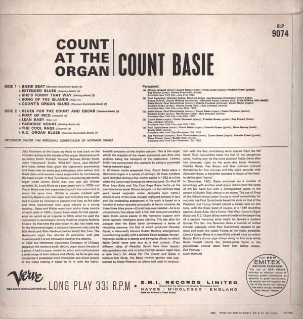 Count Basie : Count At The Organ (LP, Album, Mono)