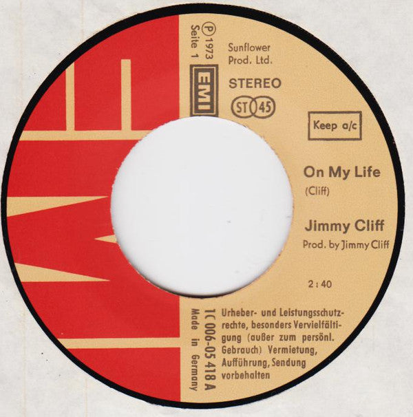 Jimmy Cliff : On My Life (7")