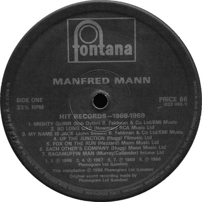 Manfred Mann : Hit Records 1966-1969 (LP, Comp, Mono, RE)