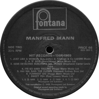 Manfred Mann : Hit Records 1966-1969 (LP, Comp, Mono, RE)