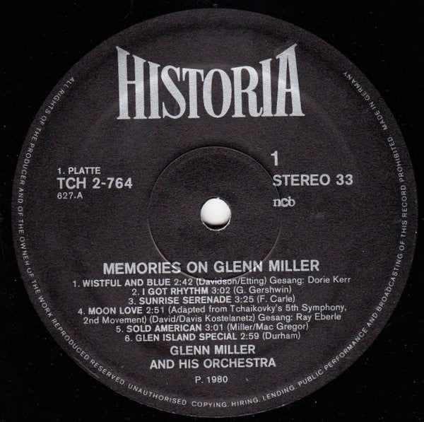 Glenn Miller : Memories On Glenn Miller (LP, Comp)