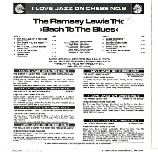 The Ramsey Lewis Trio : Bach To The Blues (LP, Album, RE)