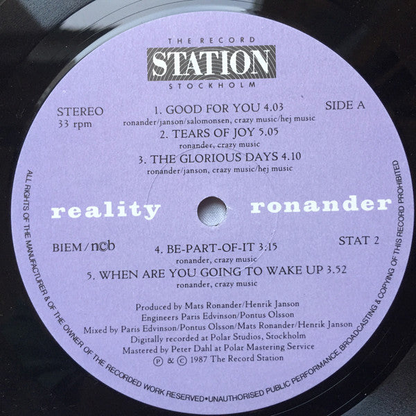 Mats Ronander : Reality (LP, Album)