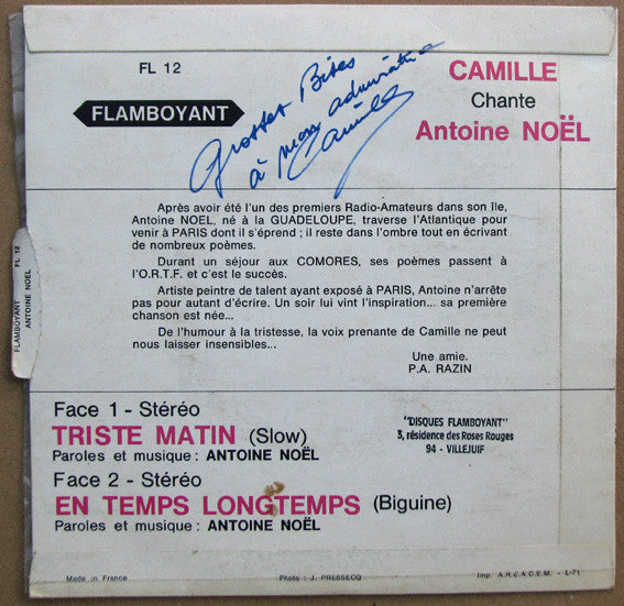 Camille (18) : Camille Chante Antoine Noël (7", Single)