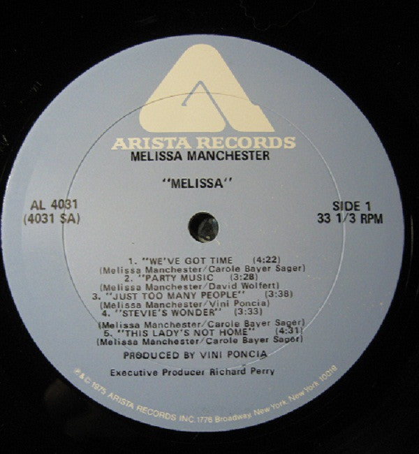 Melissa Manchester : Melissa (LP, Album, Aud)