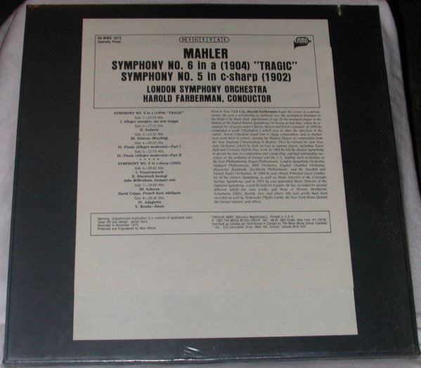 Gustav Mahler : Symphonies Nos. 5 & 6 (4xLP)