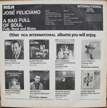 José Feliciano : A Bag Full Of Soul (Folk, Rock And Blues) (LP, Album)