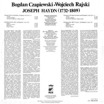 Joseph Haydn – Bogdan Czapiewski, Orkiestra Kameralna Wojciecha Rajskiego, Wojciech Rajski : Koncert Fortepianowy D-dur / Symfonia f-moll „La Passione” (LP)