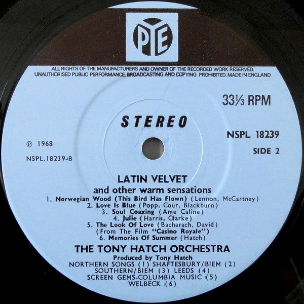 Tony Hatch Orchestra : Latin Velvet And Other Warm Sensations (LP)