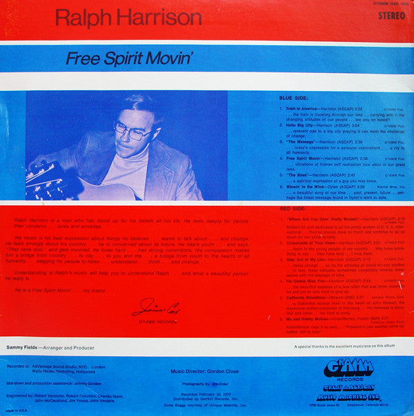 Ralph Harrison : Free Spirit Movin' (LP, Album)