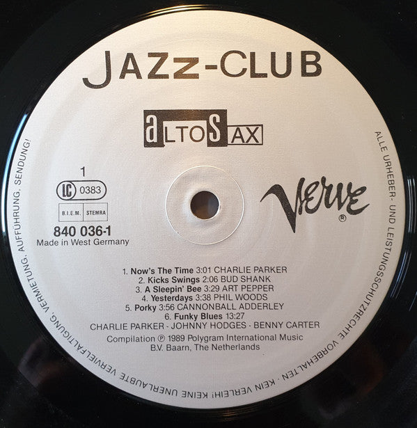 Various : Jazz-Club • Alto Sax (LP, Comp)