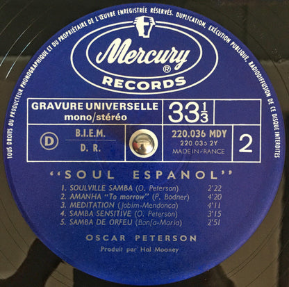 Oscar Peterson : Soul Español (LP, Album, Mono)