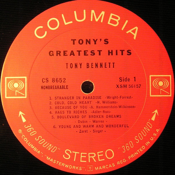 Tony Bennett : Tony's Greatest Hits (LP, Comp)