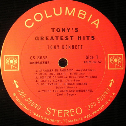 Tony Bennett : Tony's Greatest Hits (LP, Comp)