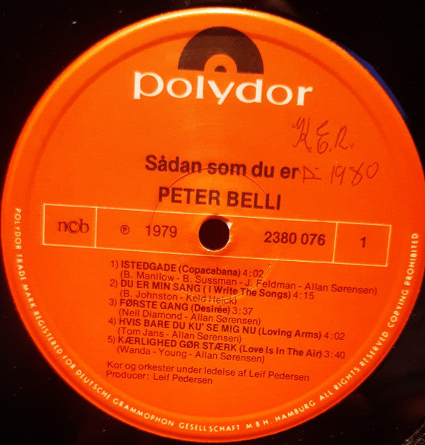 Peter Belli : Sådan Som Du Er (LP, Album)