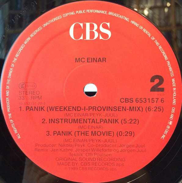 MC Einar : Panik (12", Maxi)