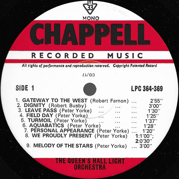 The Queen's Hall Light Orchestra / The Accordion Ensemble : Chappell Recorded Music (LP)