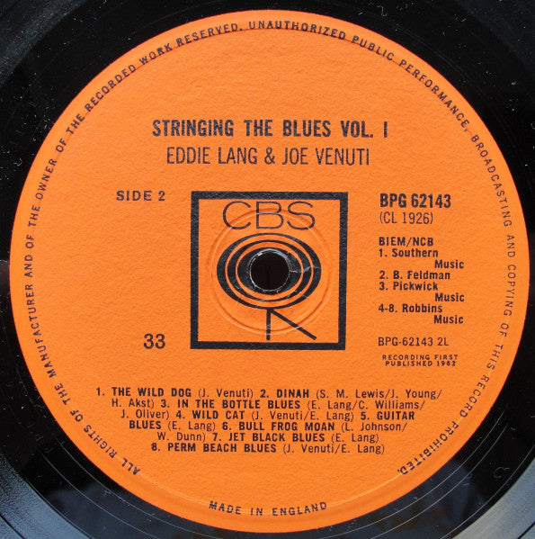 Joe Venuti & Eddie Lang : Stringing The Blues Volume One (LP, Comp, Mono)